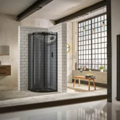 Aquaglass+ Sphere 1000x1000mm Black Glass Quadrant Shower Enclosure - Modern & Stylish 14 Aquaglass+ Sphere 1000x1000mm Black Glass Quadrant Shower Enclosure - Modern & Stylish -Bathroom Sales Shop Aquaglass Sphere Tinted 1 Door Offset Quad Image 5