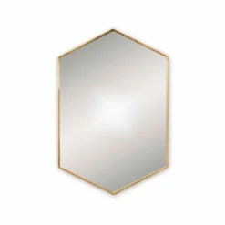 Docklands 500 X 750 Brushed Brass Hexagonal Framed Mirror - Premium Bathroom Accessory | Origins Living
