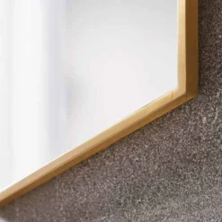 Docklands 500 X 750 Brushed Brass Hexagonal Framed Mirror - Premium Bathroom Accessory | Origins Living -Bathroom Sales Shop B375509 docklands hexagonal mirror brushed brass frame closeup