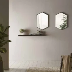 Docklands 500 X 750 Matt Black Hexagonal Framed Mirror - Stylish Bathroom & Living Room Decor by Origins Living -Bathroom Sales Shop B375516 docklands hexagonal mirror black frame lifestyle