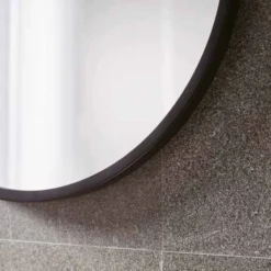 Docklands 800mm Matt Black Round Framed Mirror - Elegant Bathroom & Living Room Décor 7 Docklands 800mm Matt Black Round Framed Mirror - Elegant Bathroom & Living Room Décor -Bathroom Sales Shop B375530 docklands round mirror 60 black frame closeup 1