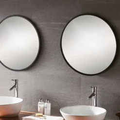 Docklands 600mm Matt Black Round Framed Mirror - Stylish Bathroom Accessory | Origins Living 7 Docklands 600mm Matt Black Round Framed Mirror - Stylish Bathroom Accessory | Origins Living -Bathroom Sales Shop B375530 docklands round mirror 60 black frame lifestyle 1