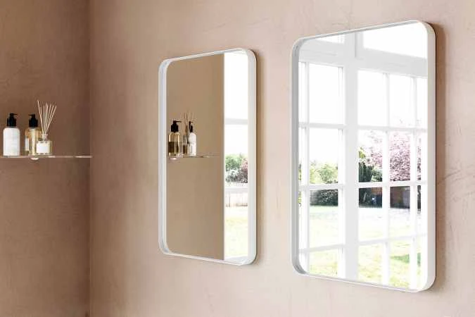 City White Rectangular Mirror 500 X 750 | Modern Bathroom Mirror by Origins Living 4 City White Rectangular Mirror 500 X 750 | Modern Bathroom Mirror by Origins Living - Image 2