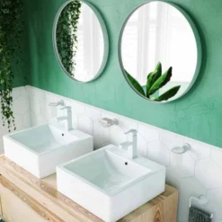 City Round Mirror 600mm - White - Origins Living | Premium Bathroom Mirror -Bathroom Sales Shop B375653 city mirror round white lifestyle2