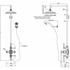 Burlington Avon Gold Traditional Exposed Shower Valve Kit - BAF3SGOLD | Premium Shower Valve 9 Burlington Avon Gold Traditional Exposed Shower Valve Kit - BAF3SGOLD | Premium Shower Valve -Bathroom Sales Shop BAF3S TECH DRAWING