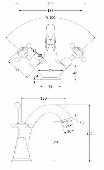Bayswater Monobloc Dome Basin Mixer Taps - White/Chrome | Traditional Taps 4 Bayswater Monobloc Dome Basin Mixer Taps - White/Chrome | Traditional Taps - Image 2