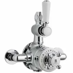 Bayswater Traditional Twin Exposed Shower Valve - White & Chrome | Exposed Shower Valves