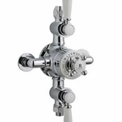 Bayswater Traditional Dual Outlet Exposed Shower Valve - White & Chrome | High-Quality Shower Valve