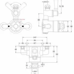 Bayswater Traditional Twin Exposed Shower Valve - Black & Chrome | High-Quality Exposed Shower Valve -Bathroom Sales Shop BAYS411 TECH