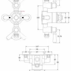 Bayswater Traditional Triple Exposed Shower Valve - Black & Chrome | Premium Exposed Shower Valves -Bathroom Sales Shop BAYS412 TECH