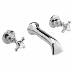 Bayswater 3 Hole Hex Bath Mixer Taps - White/Chrome | Traditional Style Bathroom Taps