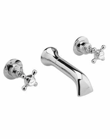 Bayswater 3 Hole Hex Bath Mixer Taps - White/Chrome | Traditional Style Bathroom Taps 3 Bayswater 3 Hole Hex Bath Mixer Taps - White/Chrome | Traditional Style Bathroom Taps