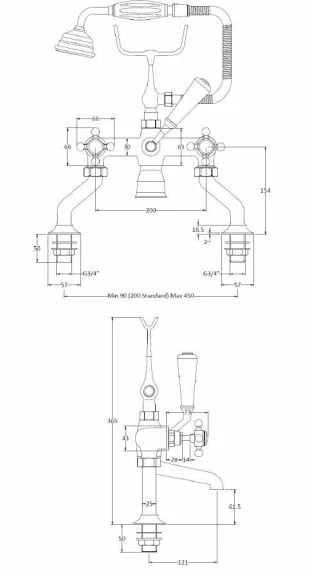 Bayswater Hex Bath Shower Mixer - Black/Chrome | Stylish Bathroom Tap 4 Bayswater Hex Bath Shower Mixer - Black/Chrome | Stylish Bathroom Tap - Image 2