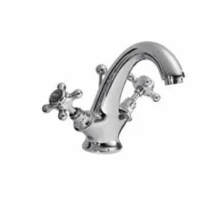 Bayswater Monobloc Hex Basin Mixer Tap - Black/Chrome | Traditional Style Taps