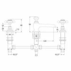 Bayswater 3 Hole Hex Basin Mixer Taps - White/Chrome | Traditional Style Taps 5 Bayswater 3 Hole Hex Basin Mixer Taps - White/Chrome | Traditional Style Taps -Bathroom Sales Shop BAYT147 TECH 1