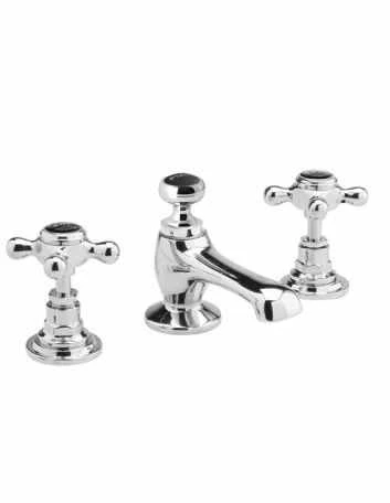 Bayswater 3 Hole Hex Basin Mixer Taps - Black/Chrome | Traditional Style Taps 3 Bayswater 3 Hole Hex Basin Mixer Taps - Black/Chrome | Traditional Style Taps