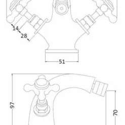 Bayswater Monobloc Hex Bidet Taps - Black/Chrome | Modern Bathroom Taps -Bathroom Sales Shop BAYT148 TECH 1