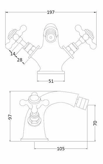 Bayswater Monobloc Hex Bidet Taps - White/Chrome | High-Quality Bathroom Taps 4 Bayswater Monobloc Hex Bidet Taps - White/Chrome | High-Quality Bathroom Taps - Image 2