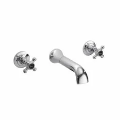 Bayswater 3 Hole Hex Bath Mixer Taps - Black/Chrome | Traditional Style | High-Quality Finish