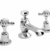 Bayswater 3 Hole Dome Basin Mixer Taps - White/Chrome | Traditional Style Taps -Bathroom Sales Shop BAYT207