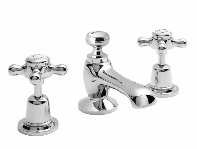 Bayswater 3 Hole Dome Basin Mixer Taps - White/Chrome | Traditional Style Taps 3 Bayswater 3 Hole Dome Basin Mixer Taps - White/Chrome | Traditional Style Taps