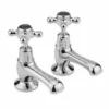 Bayswater Crosshead Dome Basin Pillar Taps - Black/Chrome | Traditional Taps -Bathroom Sales Shop BAYT241