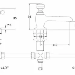 Bayswater 3 Hole Dome Basin Mixer Taps - White/Chrome | Traditional Style Taps 5 Bayswater 3 Hole Dome Basin Mixer Taps - White/Chrome | Traditional Style Taps -Bathroom Sales Shop BAYT247 TECH 1