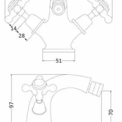 Bayswater Monobloc Dome Bidet Taps - White/Chrome | High-Quality Bathroom Taps -Bathroom Sales Shop BAYT248 TECH 1