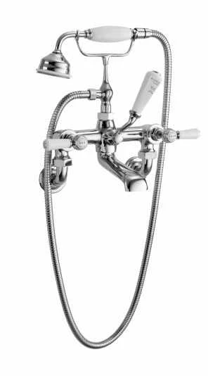 Bayswater Lever Dome Wall Mounted Bath Shower Mixer - White/Chrome | Traditional Taps 3 Bayswater Lever Dome Wall Mounted Bath Shower Mixer - White/Chrome | Traditional Taps