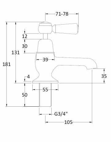 Bayswater Lever Dome Bath Pillar Taps - White/Chrome | Traditional Taps Collection 4 Bayswater Lever Dome Bath Pillar Taps - White/Chrome | Traditional Taps Collection - Image 2