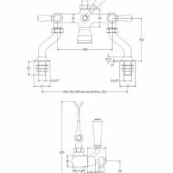 Bayswater Lever Dome Bath Shower Mixer - Black/Chrome | Traditional Taps -Bathroom Sales Shop BAYT344 TECH
