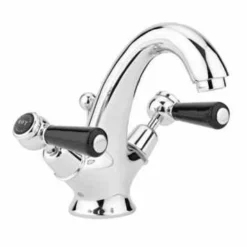 Bayswater Lever Dome Basin Mixer Taps - Black/Chrome | Traditional Style Taps