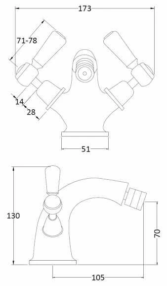 Bayswater Monobloc Lever Dome Bidet Taps - White/Chrome | High-Quality Bathroom Taps 4 Bayswater Monobloc Lever Dome Bidet Taps - White/Chrome | High-Quality Bathroom Taps - Image 2