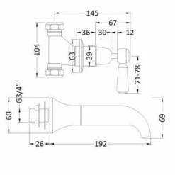 Bayswater 3 Hole Lever Dome Bath Mixer Taps - White/Chrome | Traditional Style Bath Taps -Bathroom Sales Shop BAYT349 tech