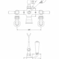 Bayswater Lever Dome Wall Mounted Bath Shower Mixer - White/Chrome | Traditional Taps 5 Bayswater Lever Dome Wall Mounted Bath Shower Mixer - White/Chrome | Traditional Taps -Bathroom Sales Shop BAYT350 tech 1