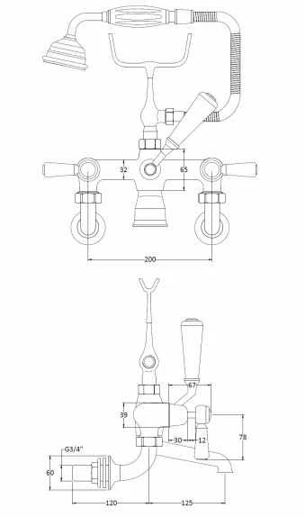 Bayswater Lever Dome Wall Mounted Bath Shower Mixer - White/Chrome | Traditional Taps 4 Bayswater Lever Dome Wall Mounted Bath Shower Mixer - White/Chrome | Traditional Taps - Image 2