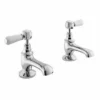 Bayswater Lever Hex Basin Pillar Taps - White/Chrome | Traditional Taps for Bathrooms -Bathroom Sales Shop BAYT401