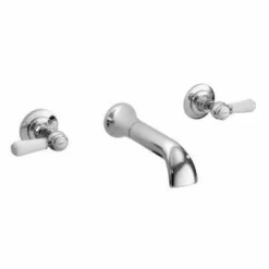 Bayswater 3 Hole Lever Hex Bath Mixer Taps - White/Chrome | Traditional Style Taps