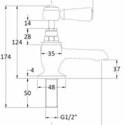 Bayswater Lever Hex Basin Pillar Taps - White/Chrome | Traditional Taps for Bathrooms -Bathroom Sales Shop BAYT441 tech