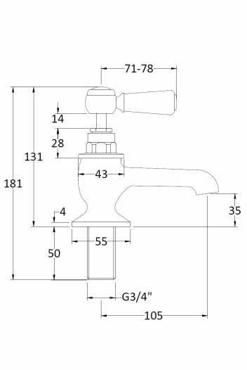 Bayswater Lever Hex Bath Pillar Taps - Black/Chrome | Traditional Style Bath Taps 4 Bayswater Lever Hex Bath Pillar Taps - Black/Chrome | Traditional Style Bath Taps - Image 2