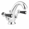 Bayswater Lever Hex Basin Mixer Taps - Black/Chrome | Modern Bathroom Taps -Bathroom Sales Shop BAYT445