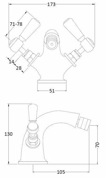 Bayswater Monobloc Lever Hex Bidet Taps - Black/Chrome | Modern Bathroom Taps 4 Bayswater Monobloc Lever Hex Bidet Taps - Black/Chrome | Modern Bathroom Taps - Image 2