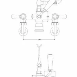 Bayswater Lever Hex Wall Mounted Bath Shower Mixer - Black/Chrome | Modern Bathroom Taps -Bathroom Sales Shop BAYT450 tech