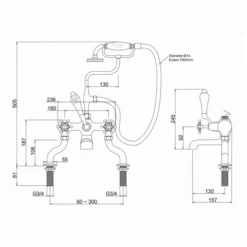 Burlington Birkenhead Traditional Bath Shower Mixer Tap - BI15 | Classic Design | Durable Finish -Bathroom Sales Shop BI15 LD