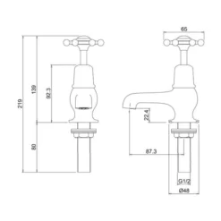 Burlington Birkenhead Traditional Cross Head Cloakroom Taps - BI1 | Stylish & Durable Tap for Bathrooms -Bathroom Sales Shop BI1 LD