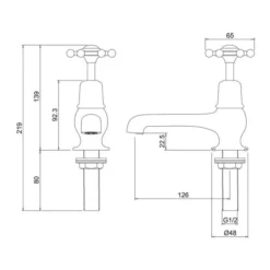 Burlington Birkenhead 5" Traditional Basin Taps - BI2 | Classic Design for Modern Bathrooms -Bathroom Sales Shop BI2 LD