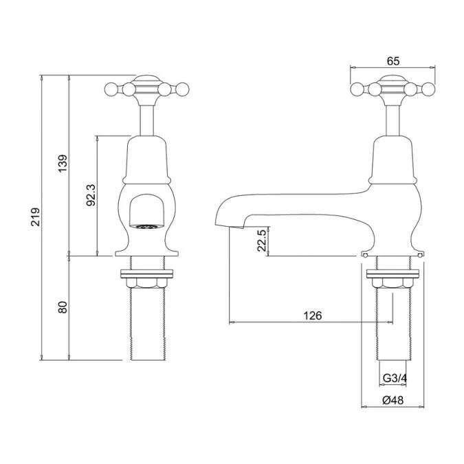 Burlington Birkenhead Traditional Bath Taps - BI3 | Classic Chrome Finish | Traditional Taps 5 Burlington Birkenhead Traditional Bath Taps - BI3 | Classic Chrome Finish | Traditional Taps - Image 3