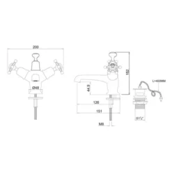 Burlington Birkenhead Traditional Basin Mixer Tap with Plug and Chain Waste - BI5 | Classic Bathroom Tap -Bathroom Sales Shop BI5 LD