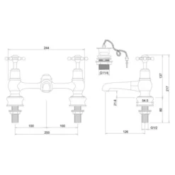 Burlington Birkenhead H Type Basin Mixer Tap - BI10 | Traditional Taps 9 Burlington Birkenhead H Type Basin Mixer Tap - BI10 | Traditional Taps -Bathroom Sales Shop BIR10 LD