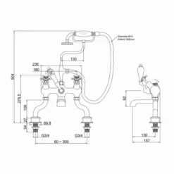 Burlington Birkenhead Traditional Angled Bath Shower Mixer Tap - BI19 | Chrome Finish -Bathroom Sales Shop BIR19 LD